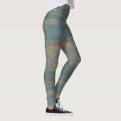 Blue Imitate Beach Wood Texture Leggings (Rechts)