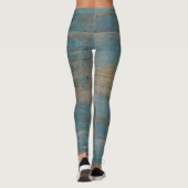 Blue Imitate Beach Wood Texture Leggings (Rückseite)