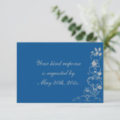 Blue Imitate Diamond Heart Swirt Wedding RSVP (Stehend Vorderseite)