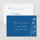 Blue Imitate Diamond Heart Swirt Wedding RSVP Karte (Vorne/Hinten)