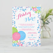 Blue Imitate Glitzer Candy Bat Mitzvah Einladungen (Stehend Vorderseite)