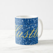 Blue Imitate Glitzer Husteldesign Kaffeetasse (VorderseiteRechts)