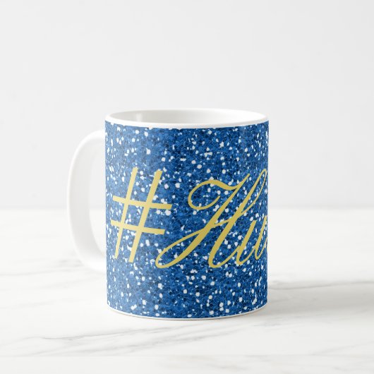 Blue Imitate Glitzer Husteldesign Kaffeetasse (Vorderseite Links)