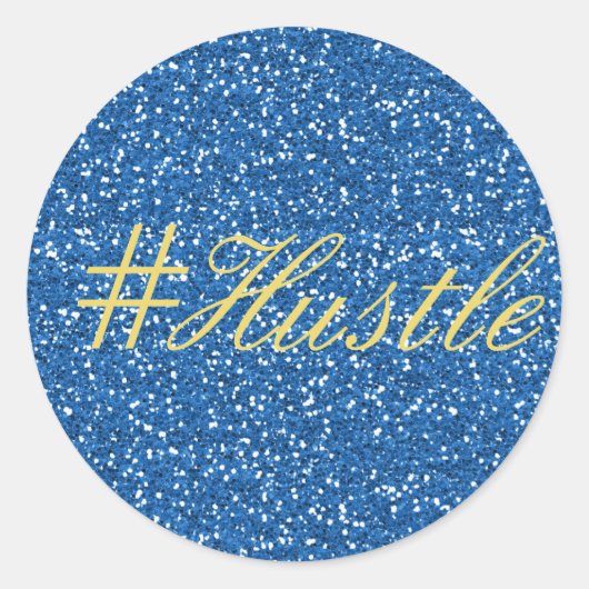 Blue Imitate Glitzer Husteldesign Runder Aufkleber (Vorderseite)