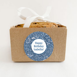 Blue Imitate Glitzer Texture Custom Happy Geburtst Runder Aufkleber