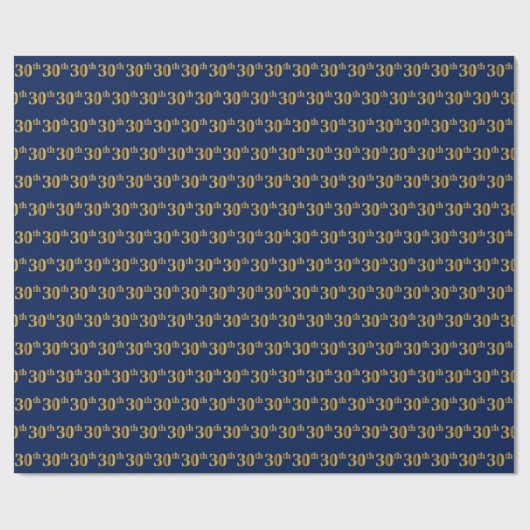 Blue, Imitate Gold 30. (30.) Event Geschenkpapier (Flach)