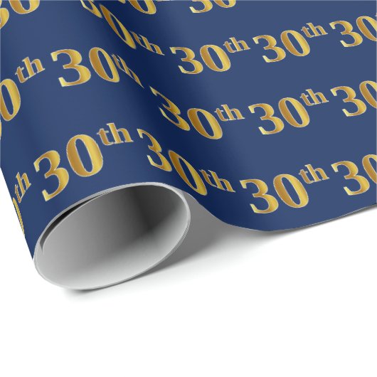 Blue, Imitate Gold 30. (30.) Event Geschenkpapier (Rolleneckpunkt)