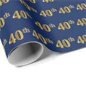 Blue, Imitate Gold 40. (40.) Event Geschenkpapier (Rolleneckpunkt)