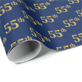 Blue, Imitate Gold 55. (Fünfundfünfzigste) Veranst Geschenkpapier (Rolleneckpunkt)