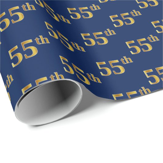 Blue, Imitate Gold 55. (Fünfundfünfzigste) Veranst Geschenkpapier (Rolleneckpunkt)
