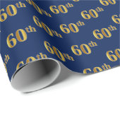 Blue, Imitate Gold 60. (60.) Event Geschenkpapier (Rolleneckpunkt)
