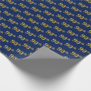 Blue, Imitate Gold 90. (Neunzigste) Event Geschenkpapier