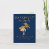 Blue Imitate Gold Foil Aruba Pass Geburtstag Einladung (Vorderseite)