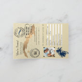 Blue Imitate Gold Foil Cuba Wedding Passport Einladung (Innenseite)