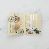 Blue Imitate Gold Foil Jamaica Wedding Passport Einladung (Innenseite)