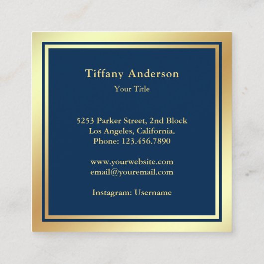 Blue Imitate Gold Fossilienmuseum Cupcake Bäckerei Quadratische Visitenkarte (Rückseite)