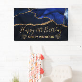 Blue & Imitate Gold Glitzer Agate Sweet 16 Banner (Insitu)
