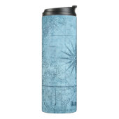 Blue Imitate Old World Map Design, Thermal Tumbler Thermosbecher (Nach links gedreht)