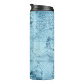 Blue Imitate Old World Map Design, Thermal Tumbler Thermosbecher (Nach rechts gedreht)