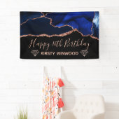 Blue & Imitate Rose Gold Glitzer Agate Sweet 16 Banner (Insitu)