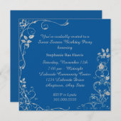 Blue Imitats Diamond Swirl Sweet 16 Geburtstagspar Einladung (Vorne/Hinten)