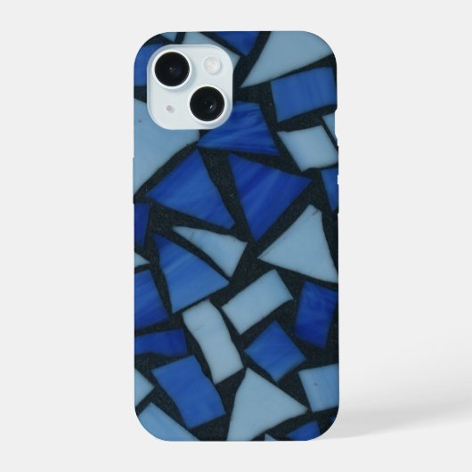 Blue Imitats Glass Mosaik iPhone 15 Hülle (Rückseite)