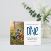 Blue Imitats Glitzer 1. Geburtstag Danke Postcard Postkarte (Stehend Vorderseite)