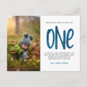 Blue Imitats Glitzer 1. Geburtstag Danke Postcard Postkarte (Vorderseite)