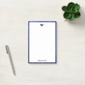 Blue Imitats Glitzer Bird & Border auf Weiß Post-it Klebezettel (Büro)