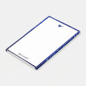 Blue Imitats Glitzer Bird & Border auf Weiß Post-it Klebezettel (angewinkelt)