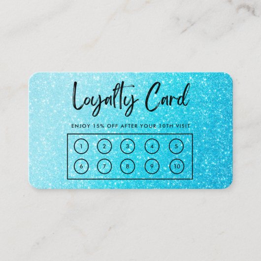 Blue Imitats Glitzer Custom Loyalty Card Visitenkarte (Vorderseite)