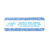 Blue Imitats Glitzer Custom Monogram (Vorne)