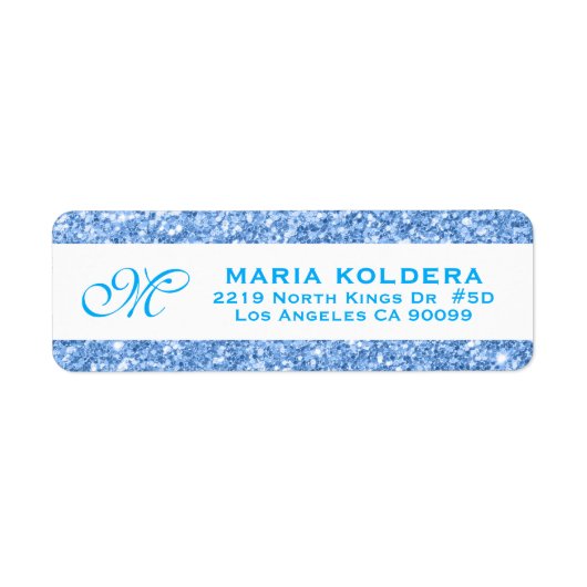 Blue Imitats Glitzer Custom Monogram (Vorne)