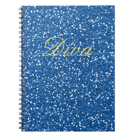 Blue Imitats Glitzer Diva Notizblock (Vorderseite)