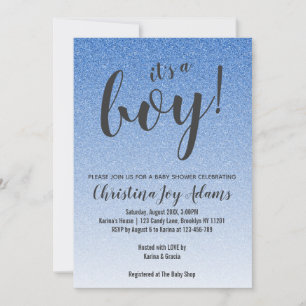 Blue Imitats Glitzer Gold Ombre Boy Baby Showcard Einladung