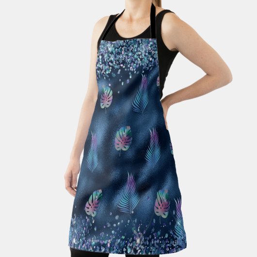 Blue Imitats Glitzer mit farbenfrohen Matching-Blä Schürze (InSitu)