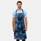 Blue Imitats Glitzer mit farbenfrohen Matching-Blä Schürze (Getragen)