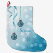 Blue Imitats Glitzer Weihnachtsschmuck Großer Weihnachtsstrumpf (Vorderseite)