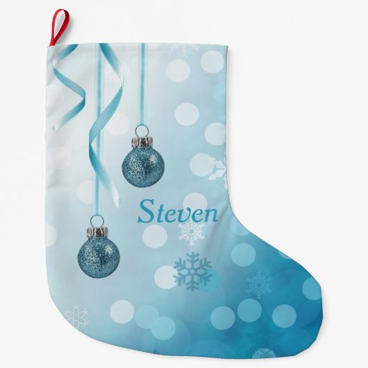 Blue Imitats Glitzer Weihnachtsschmuck Großer Weihnachtsstrumpf (Vorderseite)