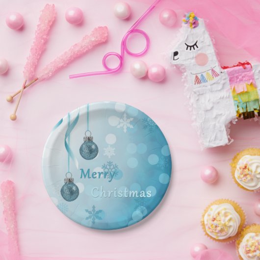 Blue Imitats Glitzer Weihnachtsschmuck Pappteller (Party)