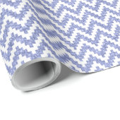 Blue Imitats Glitzer & White Ikat Zickzack Geschenkpapier (Rolleneckpunkt)