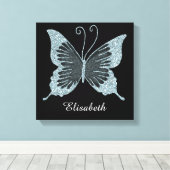 Blue Imitats Glitzern Butterfly Personalisiert Leinwanddruck (Insitu (Holzboden))