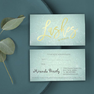 Blue Imitats Gold Lashes Script Makeup Artist Terminkarte