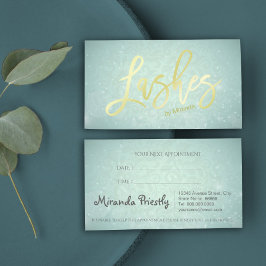 Blue Imitats Gold Lashes Script Makeup Artist Terminkarte
