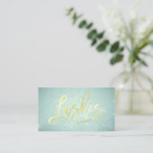 Blue Imitats Gold Lashes Script Makeup Artist Terminkarte (Stehend Vorderseite)