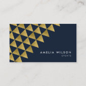 Blue Imitats Gold Triangle Events Social Media Visitenkarte (Vorderseite)