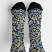 Blue & Imitats Gold Vintages Blumenmuster Socken (Oben)
