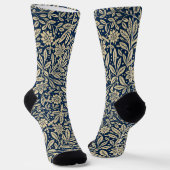 Blue & Imitats Gold Vintages Blumenmuster Socken (Gewinkelt)