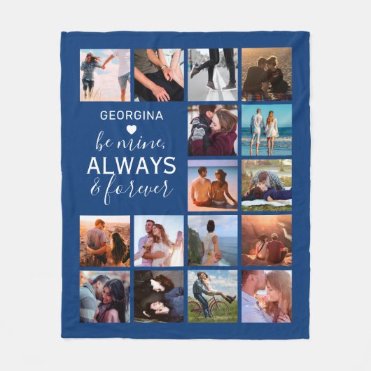 Blue Immer & Forever Foto Collage Fleecedecke (Vorderseite)