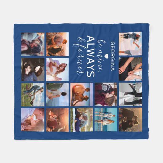 Blue Immer & Forever Foto Collage Fleecedecke (Vorderseite (Horizontal))